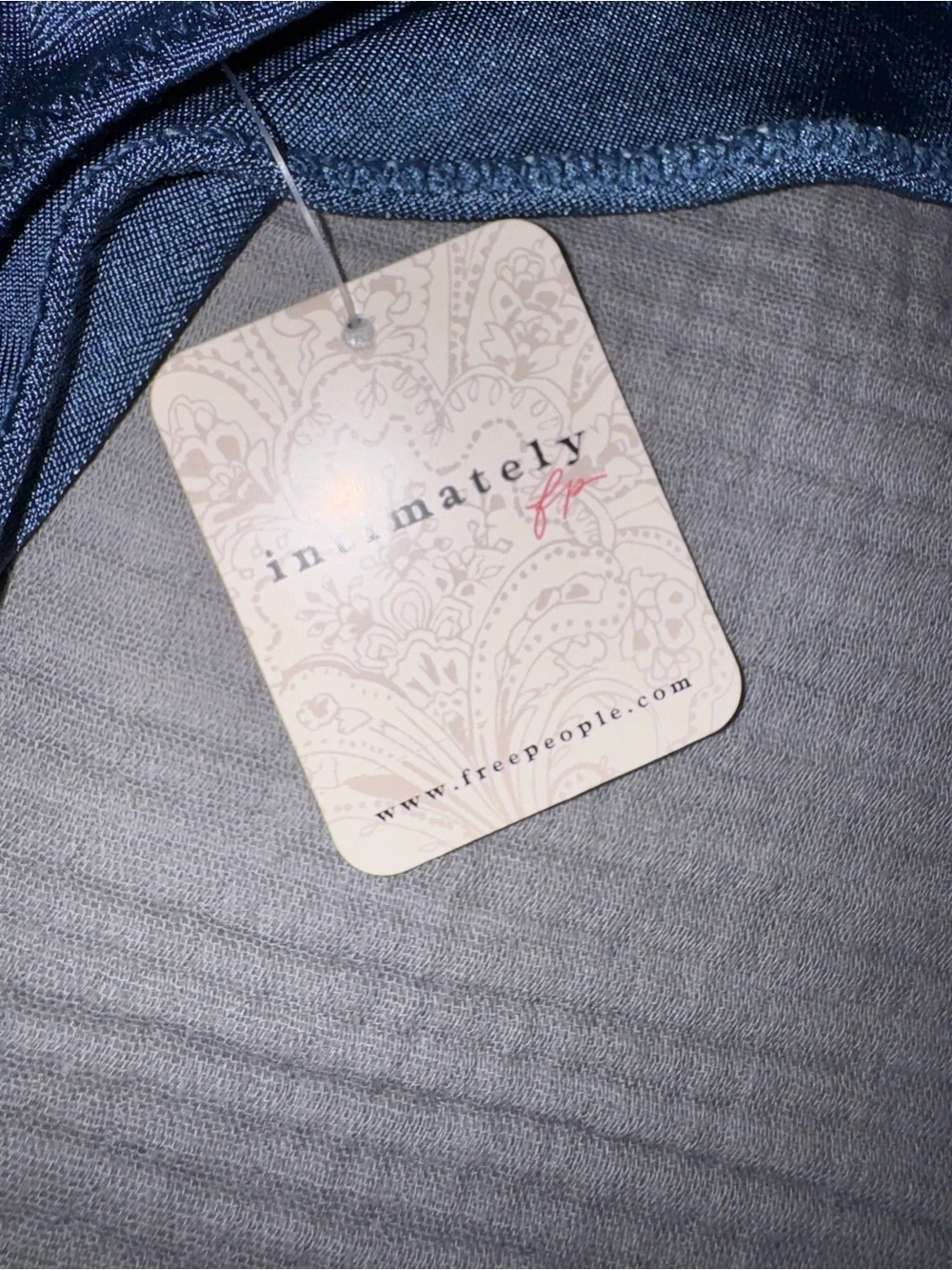 Free People Denim Blue Draped Surplice Tank